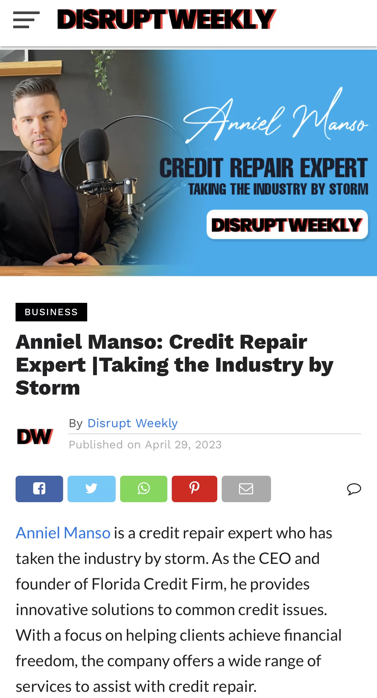 anniel manso - ceo - florida credit firm featured in vents magazine